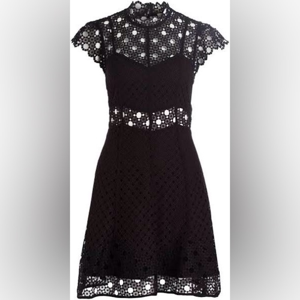 NEW Sandro Black Fit and Flare Mini Dress with Mock Neck size 38